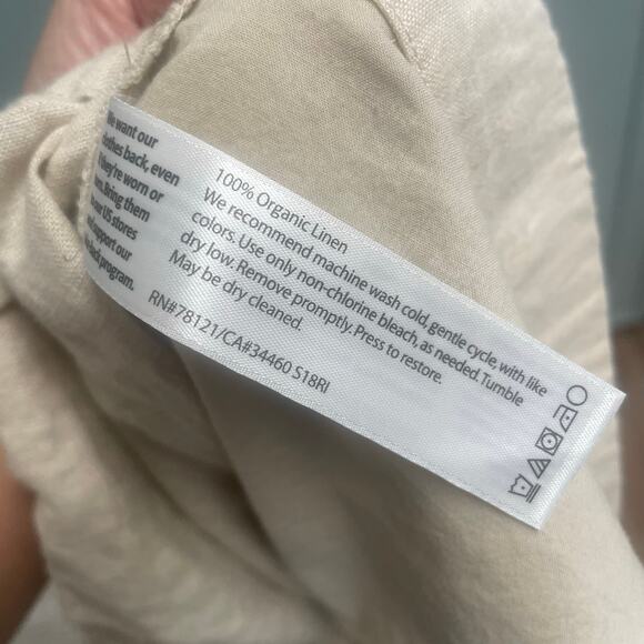 Eileen Fisher Linen Pull On Pants Women Large Beige Khaki Beachy Coastal Minimal - Picture 3 of 4